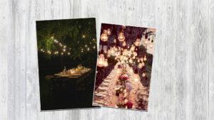 Sommerparty mit langen Tafeln und gedeckten Tischen